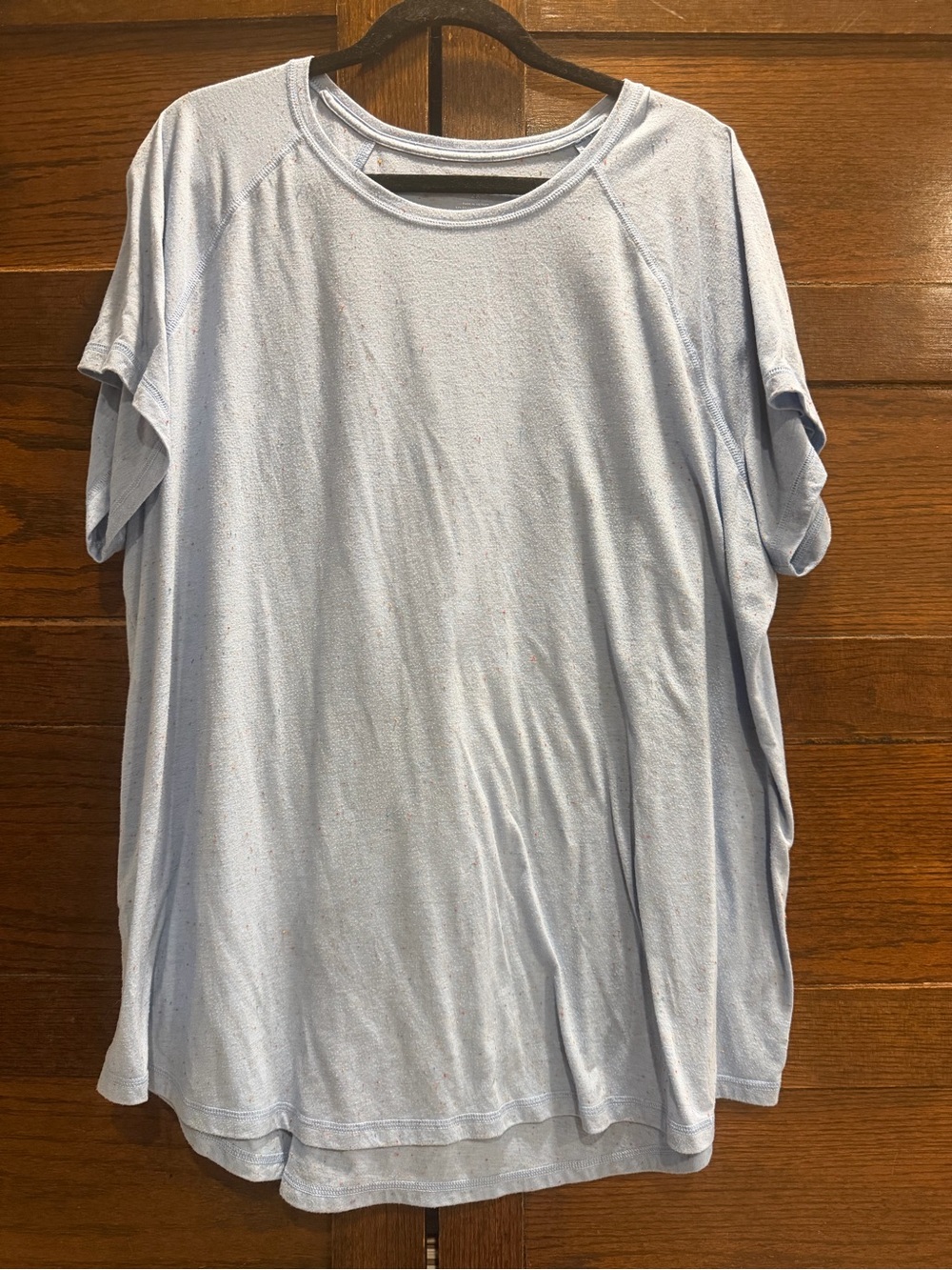 ✅ Tek gear 2X women top Light Blue Short-Sleeve Crewneck Tee soft color flecked